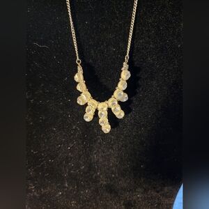 STUNNING Gold-Tone Statement Necklace with Sparkling Clear Crystals